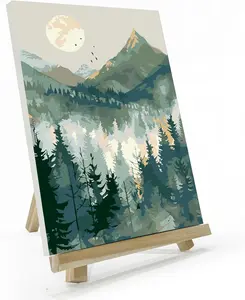 Mountain Paint by Number for Adults, Paint by Numbers Kit for Adults with Frame, DIY Mountain Landscape Paint by Number Kits Framed Canvas, Oil Painting Kit for Home Wall Decor 8 x 12 Inch
