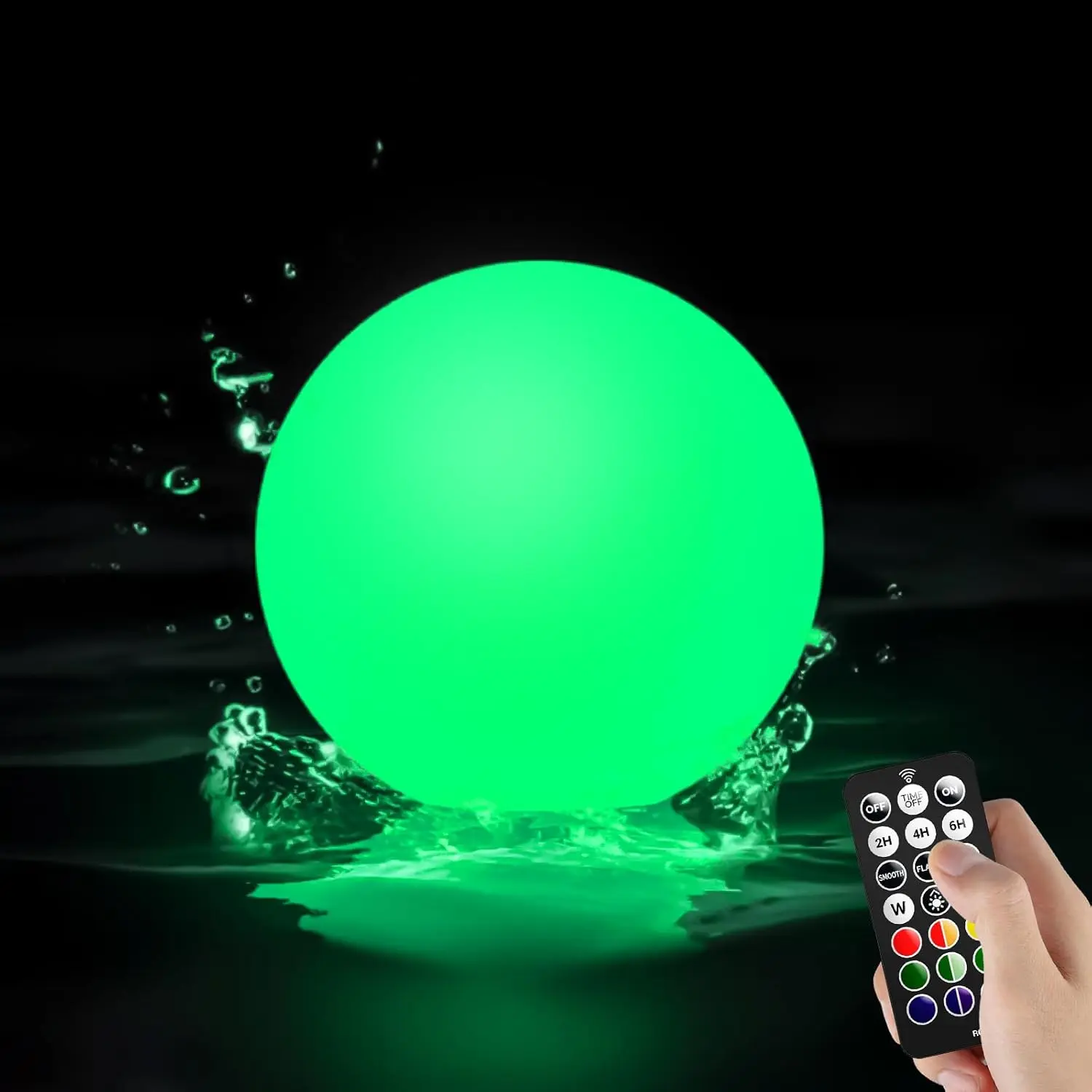 LED Pool Lights That Float - 8-inch Globe Lamp Rechargeable - 16 RGB Lamp with Handle & Remote,  Lamps for Outdoor Yard Decor,  Orb Light for Bedroom, 1-Unit