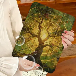 Triple Y-Shape iPad/tablet Case with Pen Holder, Creative Life Tree Pattern, Scratch Resistant, Lightweight Bracket for Work & Travel