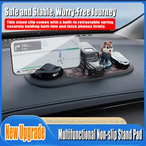 Universal Anti-Slip Car Dashboard Mat with 360° Rotating Phone Holder – Multi-Functional Organizer Pad for Phones, Sunglasses, Keys, and Daily Essentials CarPlay Screen Slot Mount