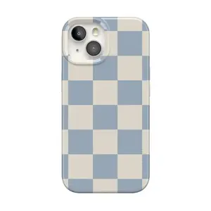 Casely iPhone 15 Case | Fit Check | Light Blue Checkerboard | Compatible with MagSafe | Classic Ultra Thin Design