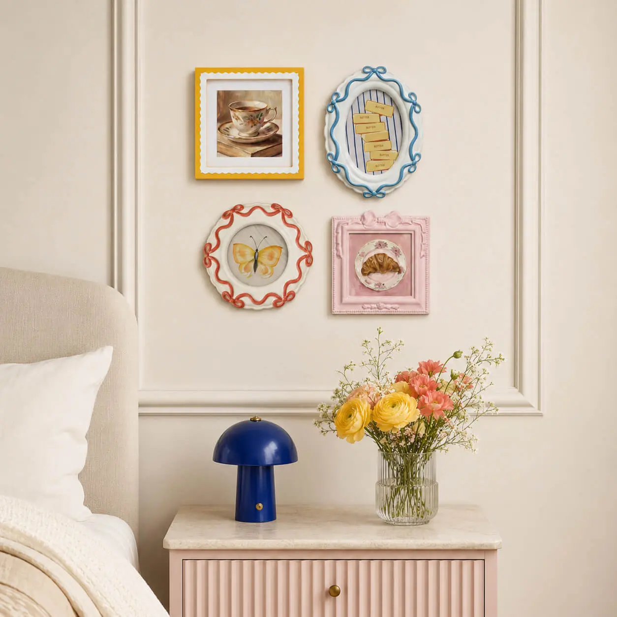 Colorful Picture Frame Set of 4 - Multiple Styles (4x4/4x6/5x5) witih Cute Wall/Tabletop Photo Frame for Home Decor