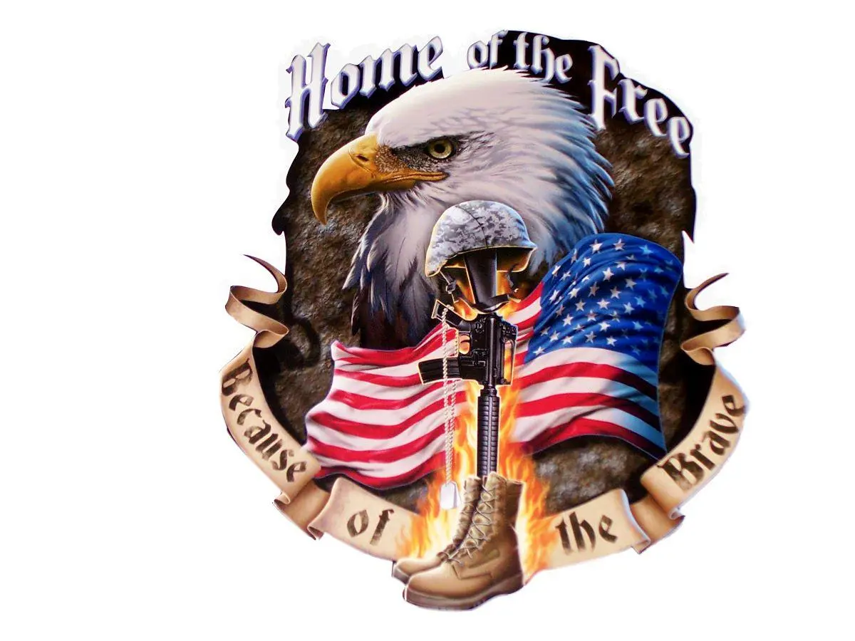 Home of the Free Because of the Brave #2 American Flag Eagle Decal / Sticker Great for car truck or SUV Window