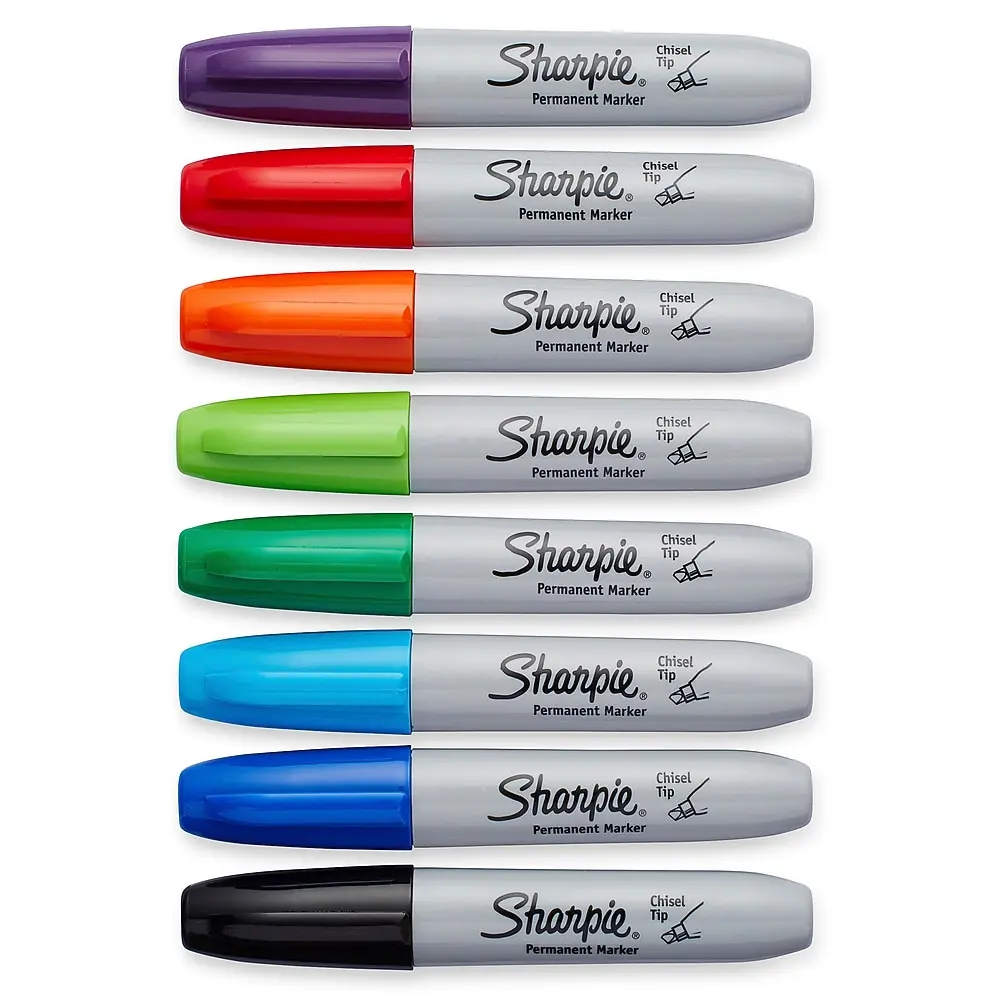 Sharpie Permanent Markers, Chisel Tip, Assorted Colors, 8 Count