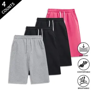 Summer Wins Men’s 4-Pack Casual Sweat Shorts – Drawstring Elastic Waist, Breathable & Stretch Athletic Shorts with Pockets for Workouts & Everyday Wear