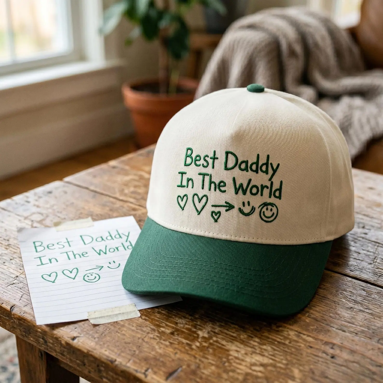 Custom Kids Handwriting Embroidered Hat | Personalized Two-Tone Baseball Cap | Father Mom Gift