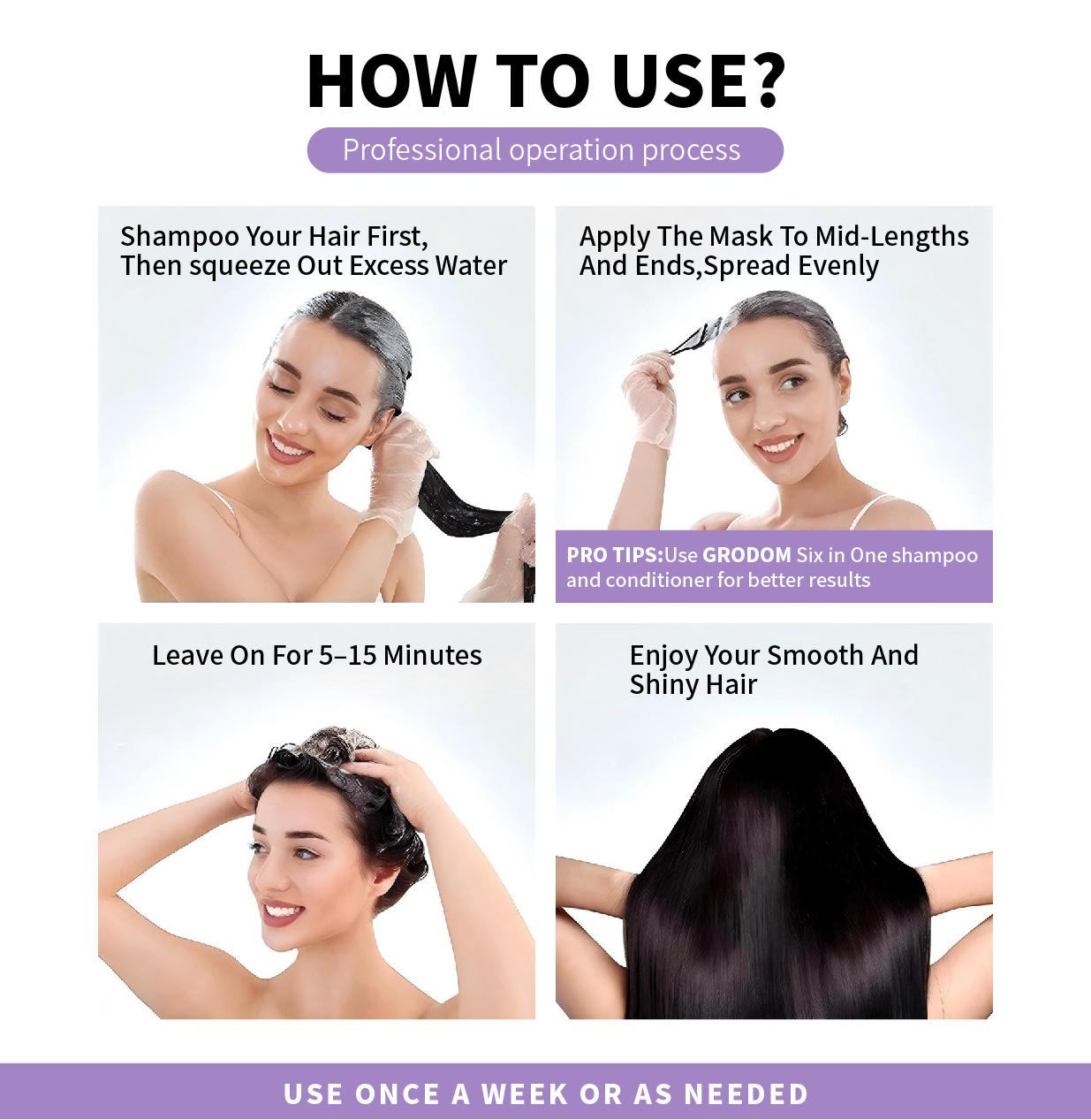 GRODOM Keratin Repair Hair Mask,Deep Conditioning Hair Treatment for Damaged Hair,Anti-Frizz Hydrating Hair Mask for Dry Curly 3A to 4C Hair,Color-Treated Hair Care,Cuticle Sealing Deep Nourishing Hair Repair,300ml