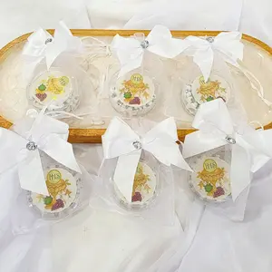 Fully Decorated Communion Favors with Elegant Bows and Inspirational Designs Organza Bags Satin Ribbon Box Rosary Personalized Tag Set of 12 Pieces Ready to Gift