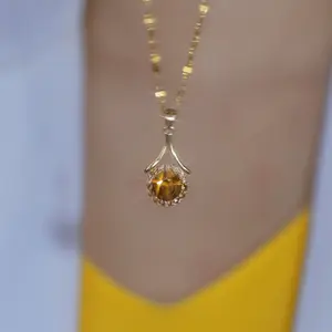 LisiZen Brown Zircon Titanium Steel Necklace for Women, Chic Simple Design, Stylish Everyday Fashion Collarbone Chain DZXL3276