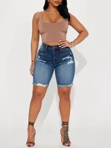 Almost There Stretch Denim Bermuda Shorts - Dark Wash