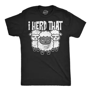 Mens Funny T Shirts I Herd That Sarcastic Sheep Graphic Novelty Joke Tee For Men Mens Funny T Shirts Cool Vintage Fashion T-Shirt Gift Classic Menswear Funny Animal Short Sleeve Novelty Tees for Guys Black - I