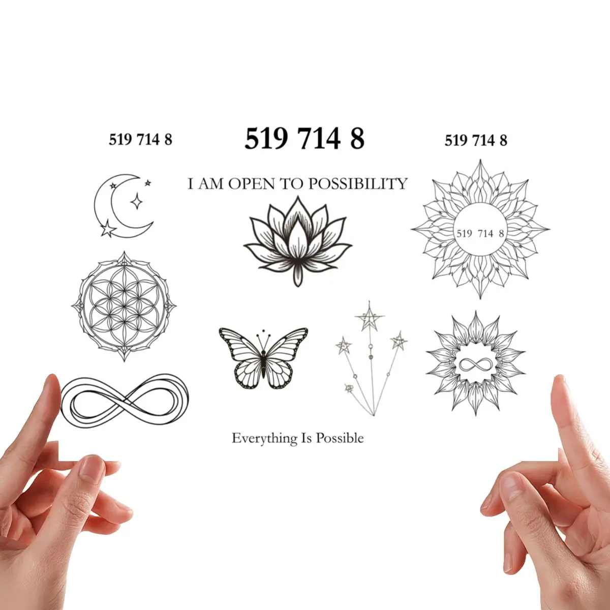 Sacred Ink 519 714 8 Everything Is Possible Temporary Tattoo Sheet