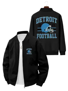 Casual Sports Style Men's Detroit 1929 Football Helmet Printed Jacket for Daily Wear and Outdoor Activities