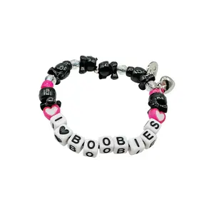 i love boobies! Kandi Bracelet - Gothic Black