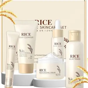 Skin Care Set, Korean Skin Care with Rice Cleanser, Toner, Serum, Eye Serum, Moisturizing Cream 5pcs for Women Teen Girls Mom Daughter Mother's Day Birthday Christmas Lover Korean Beauty