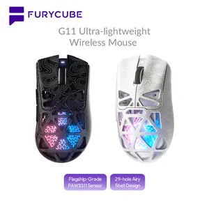 FURYCUBE G11 Wireless Gaming Mouse Light-Weight PAW3311 Mouse RGB Light Mouse 2.4G Bluetooth Rechargeabl Optical Sensor for Gaming & Office Accessories Long Battery Life Laptop Desktop Computer Knob Function Fire Key Gaming Mouse Christmas Gift