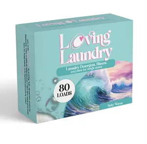 Loving Laundry Detergent Sheets Salty Waves - Hypoallergenic, Ultra Concentrated, Travel & Space Use, Two Stain Fighting Enzymes, Eco-Friendly & Sustainable