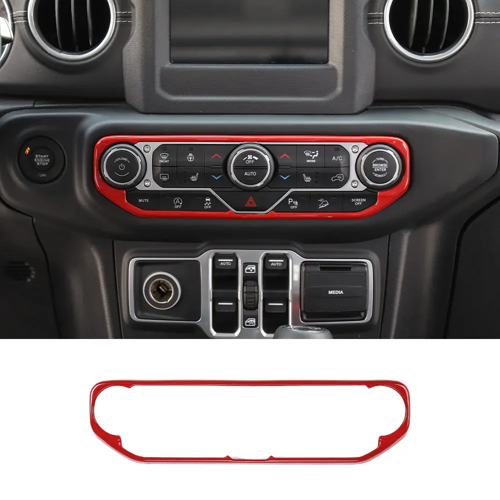 Custom Fit Carbon Fiber Look Self-Adhesive Car Interior Kit, Center Control AC Switch Trim Frame for 2018-2023 Jeep Wrangler JL JLU & Gladiator JT Upgrade Accessory