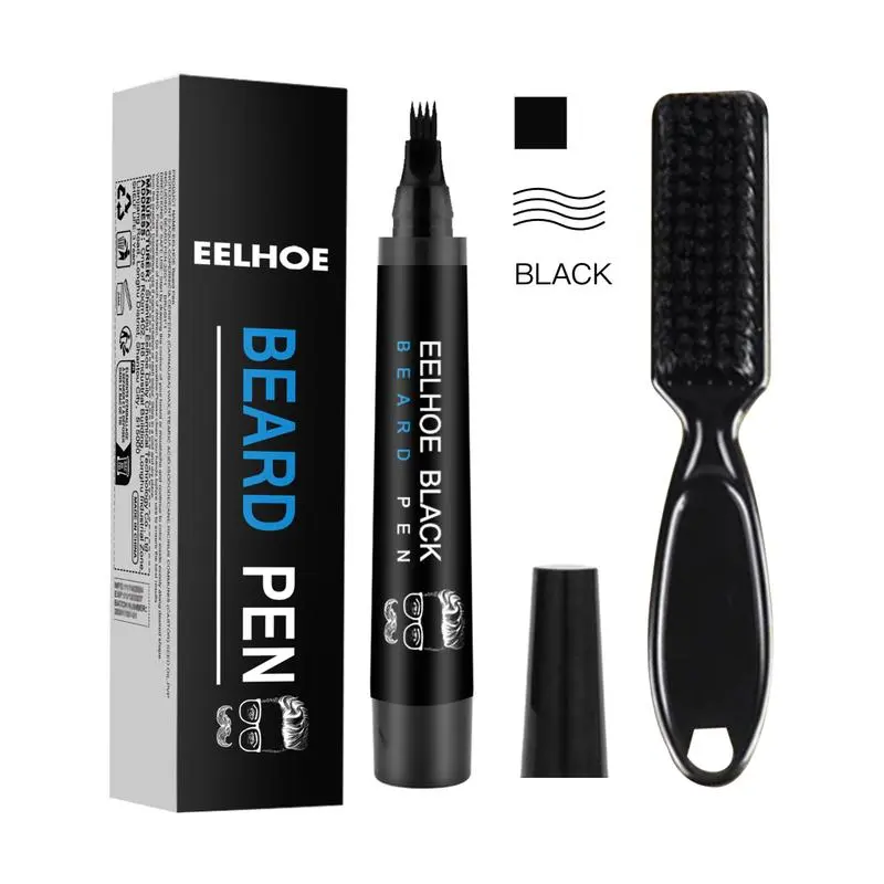 Beard Filler Pen for Men Waterproof Beard Pencil with Brush Mustache Shaping Tool Facial Hair Makeup Grooming Kit Daily Use