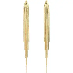 Long Dangle Drop Earrings for Woman,Punk Sleek Metal Chain Tassel Earrings 70s/80s Disco Outfits Accessories