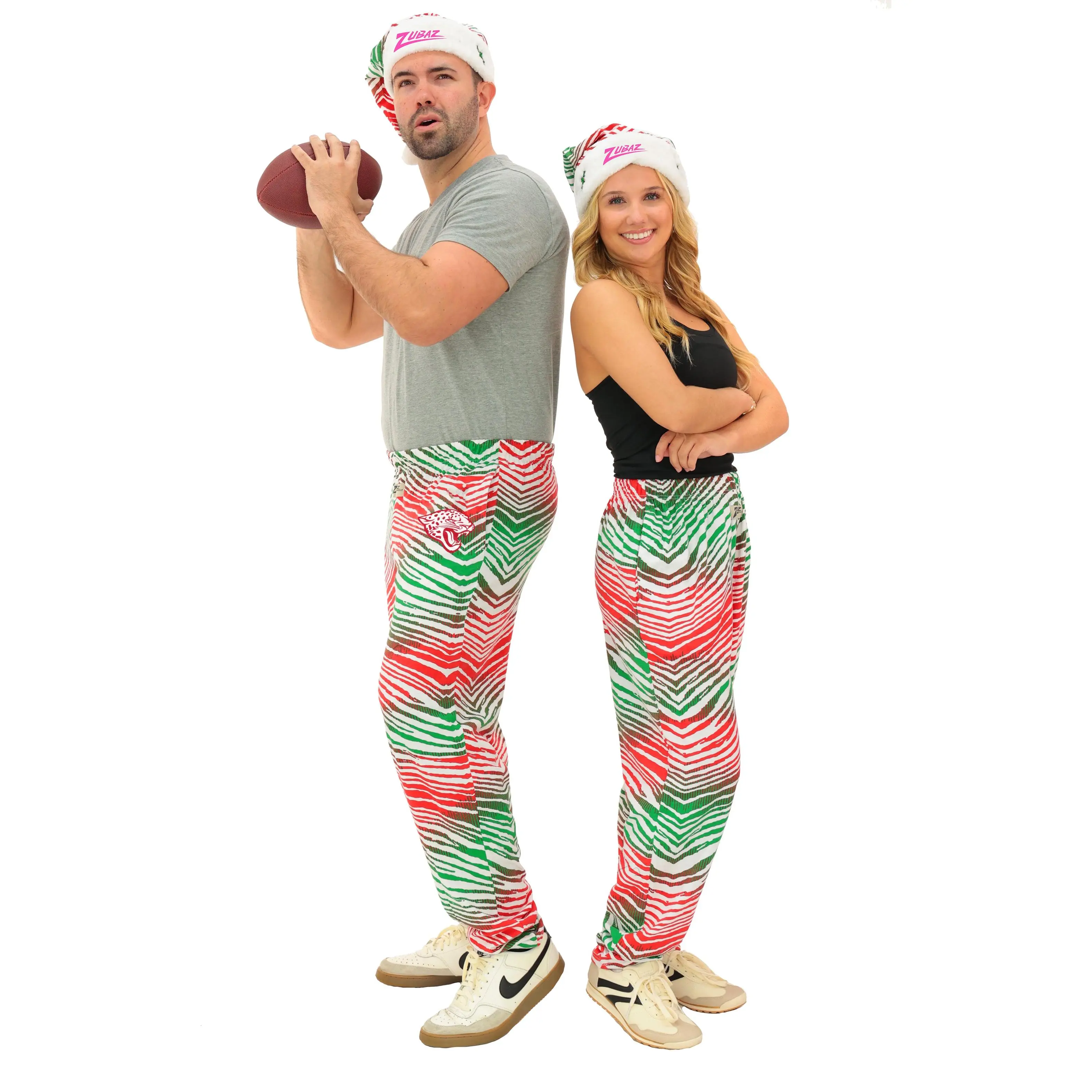 Zubaz NFL Adult Unisex Z88 Embroidered Holiday Ombre Pants, Jacksonville Jaguars