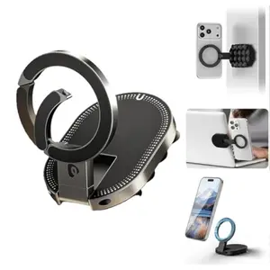 Dual-Sided Magnetic Suction Adjustable Small Suction Cup Phone Stand, MagSafe Magnetic Phone Holder, Multi-Functional 3-in-1 Universal Desktop Binge-Watching Tool, Foldable Rotating Phone Stand