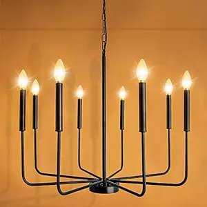 MRHYSWD 8 Light Black Chandelier Modern Farmhouse Chandelier Candle Pendant Light Fixtures Ceiling Hanging Lighting Industrial C