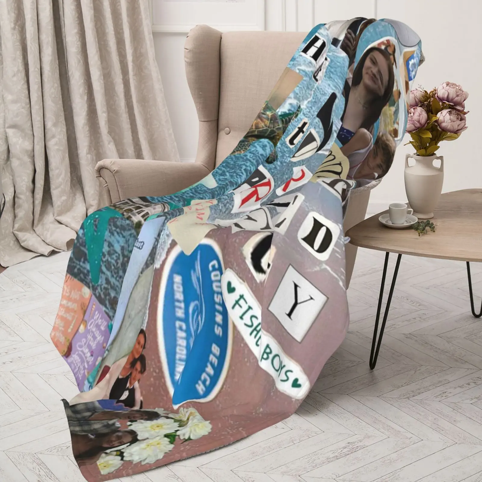The Summer I Turned Pretty Blanket - Lightweight and warm all-season throw blanket with a vintage summer scene. Perfect for the couch, bed, or travel - The perfect gift for the book lover