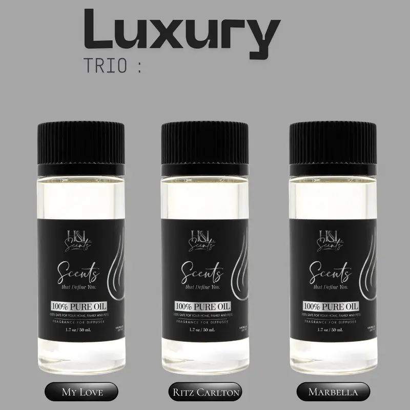 Luxury Fragrance Oil Bundle by H&L Scents – My Love, Ritz Carlton, Marbella | 100% Pure Diffuser Oils Aroma Infusion Vanilla