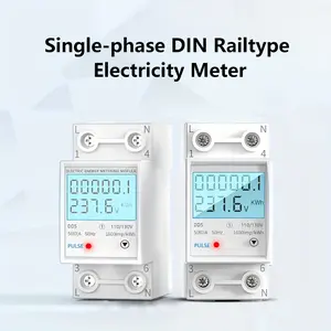 Single-Phase DIN Rail Type Digital Energy Meter, 110V-130V, 60A/80A, LCD Display, 0.1 Measurement Accuracy, AC Meter for Household Electricity Consumption Detection, No Battery Required