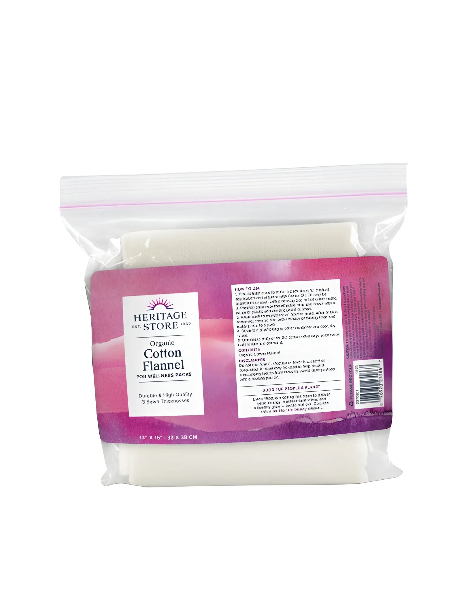 HERITAGE STORE Organic Cotton Flannel Pads for Castor Oil Packs & Makeup Remover - Natural, Unbleached & Reusable Skincare Essential, Cotton Face Pads, Cleansing, Cosmetic, Castor Packs, Daily, Selfcare, Deep Absorption, Maximum Absorption, Fold & Saturat