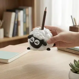 Creative 3D Printed Sheep Pen Holder, Cute Desk Pencil Stand, Student Office Stationery Storage, Healing Decorative Ornament Gift