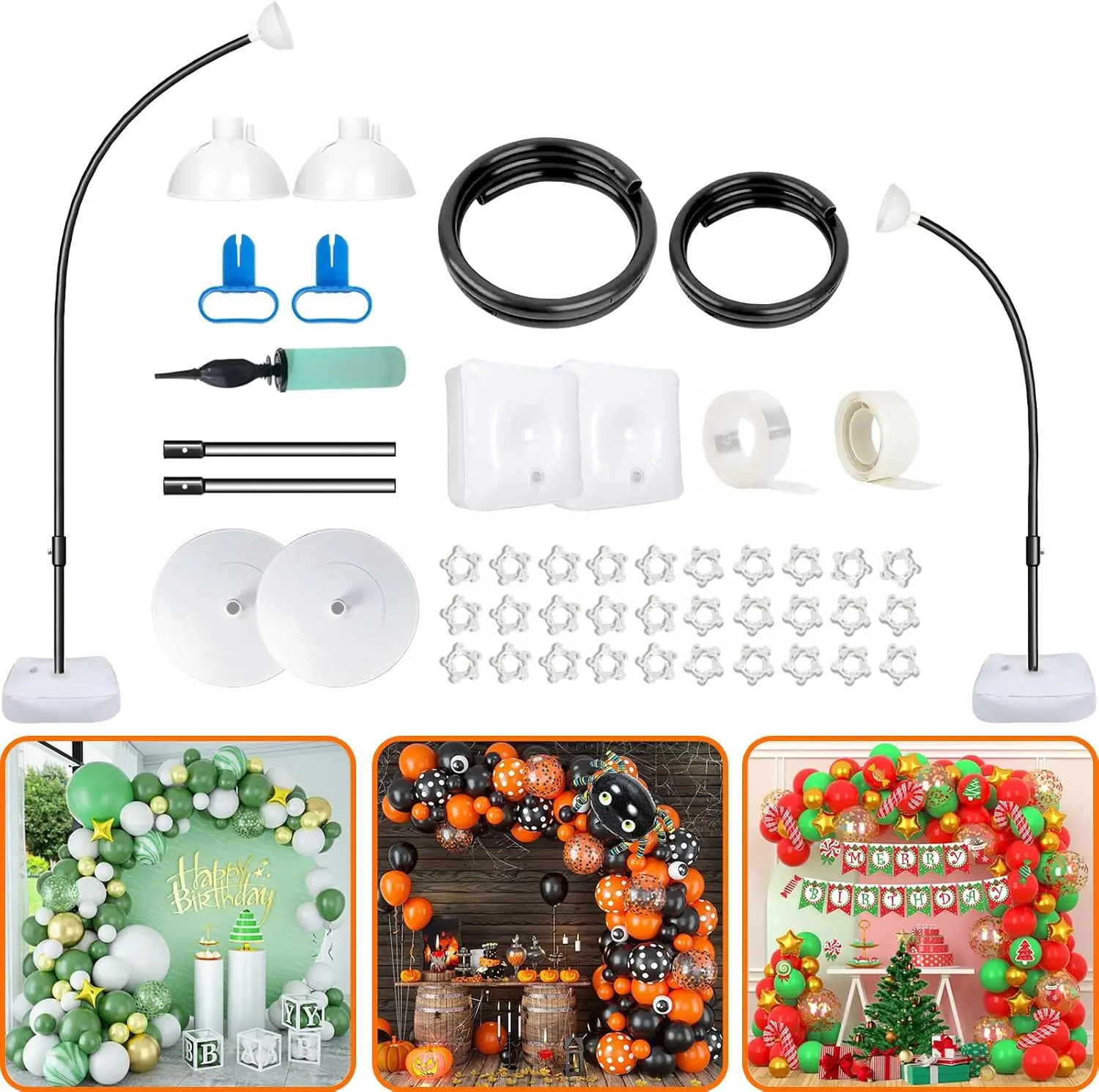 Balloon Arch Kit for Birthday Decoration 9.2FT & 6FT| Black Bendable Arch Stand With Base for Wedding Baby Shower Decorations Updated Reusable Frame