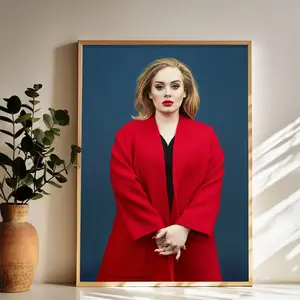 Adele The Epitome of Bold Elegance in Red Wall Art Vintage Black and White Art Posters Funky Aesthetic Canvas Prints Retro Bar Cart Decor for Bar Bedroom