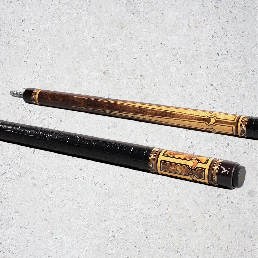 EVO LUNA POOL CUE - GOLDEN CREST - LEATHER WRAP