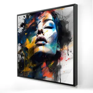 212 MAIN 24x24 in. Framed Artistic Painted Beauty Blue Bedroom Wall Artwork - Minimalist Decoration, Vivid Colors Home Supply, Contemporary Ready-to-Hang (Model 2081-2424-FI107)
