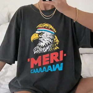 Comfort Colors Meri Caaaaaw Shirt, Funny 4th Of July T Shirt, Merica Eagle Tee, Independence Day Gift, Humorous Patriotic Top, Unisex Crew Neck Top, Crewneck Top