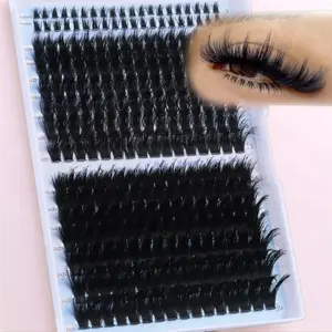 264pcs Thick Eyelashes Set, D Curl Mixed Length 12-22mm, Fluffy Volume Lashes for Festival Makeup, Volumized False Eyelashes, No Flammable Liquid, Eyelash Extension