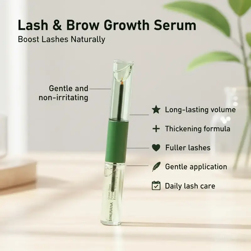 Usman Grass Multi-Peptide Eyelash Lengthening Serum - Oil-Free, Hypoallergenic, Ophthalmologist-Tested, Nourishing Vitamins, Damage Repair, Gentle for Sensitive Eye Area, Thickened Lash, Lash & Brow Growth, Daily Care