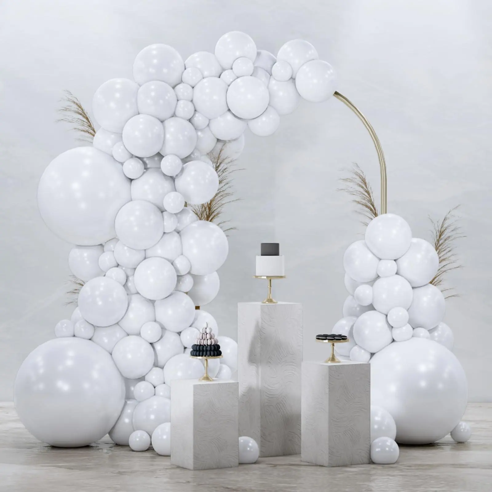 PartyWoo White Balloons 128pcs Different Sizes Pack of 18 12 10 5 Inch Matte White Latex Balloon Arch Kit Garland for Wedding Bridal Graduation Baby Shower Birthday Party Decorations White-Y13