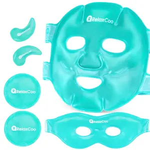 Relaxcoo Ice Face Eye Mask for Dark Circles and Puffiness Cold Warm Compress, Gel Cold Cooling Face Mask Package for Women and Men, Migraines, Headache, Stress and Relaxation RelaxCoo