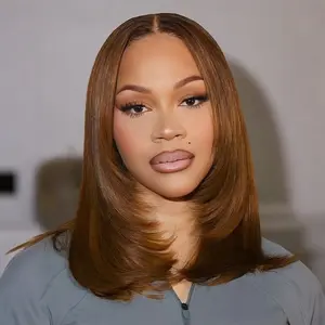 [EXCLUSIVE DEAL] OQ HAIR 7x5 Chestnut Brown Layered Cut Straight Glueless Wig Pre-Everything With Drawstring Human Hair Wigs Pre Colored for Beginner Friendly Vacation Hair Wig