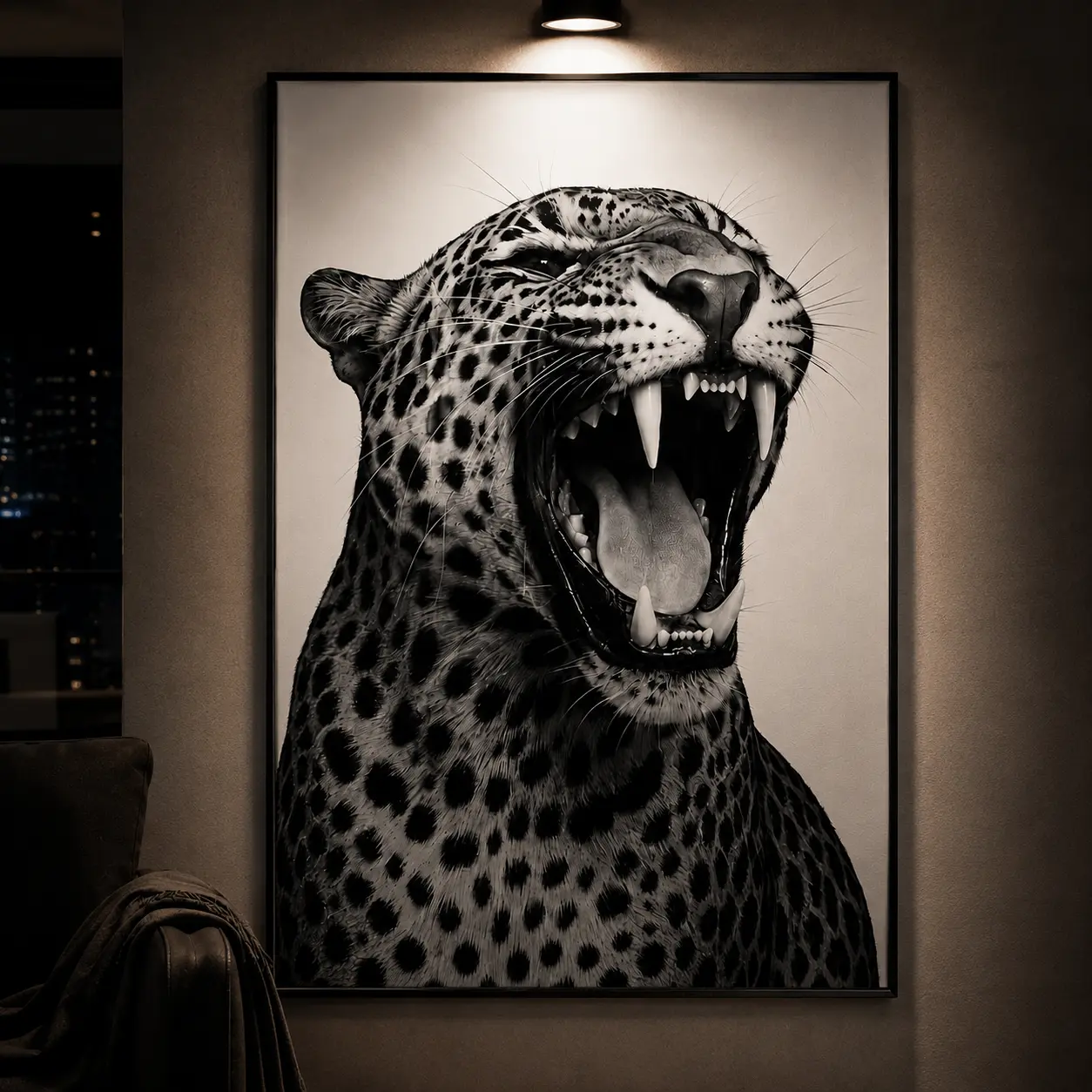 Black and White Cheetah Canvas Wall Art Poster, Leopard Roar Vintage Maximalist Animal Print, Bold Safari Wildlife Artwork, Waterproof Canvas Decor for Bedroom Living Room Office Dorm Man Cave, Gift for Animal Lovers, Modern Room Decor