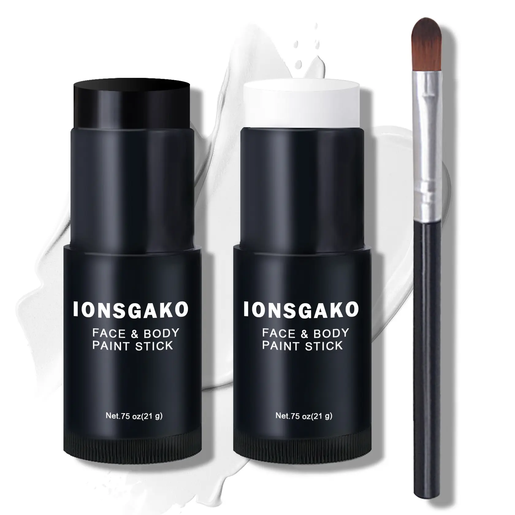 QIUFSSE Black and White Face Paint Stick - Waterproof, Non-Toxic Professional Makeup Crayon for Halloween, Cosplay