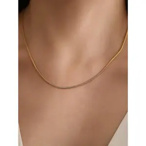 European and American Minimalist Snake Bone Chain Necklace for Women, Light Luxury Golden Basic Necklace