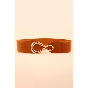 Ribbed Alloy Buckle Elastic Belt