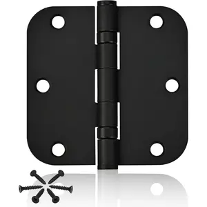 3 Pack Door Hinges Matte Black 304 Stainless Steel Hinges for  5/8 Radius Corners 3.5'' Ball Bearing Door Hinges for Interior Exterior Door