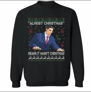 Ace Attorney Xmas Sweater, Almost Christmas Means It Wasn't Christmas Ugly T-shirt, Unisex Heavy Blend Crewneck