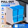 Dual Pull-Out Under Cabinet Trash Can Kit - 70 Qt Smooth Silent Alloy Steel Bins, Soft-Close Pull-Out Slides, Durable Single Size for Kitchen Sink/Bathroom, Fits 17" W x 24" D Cabinets (Bin Not Included, Trash Cans for Kitchen)