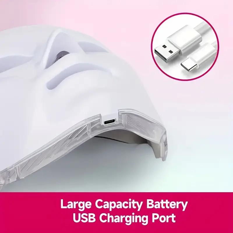 USB Rechargeable 7-Color Light Therapy LED Face Mask, Suitable for Daily Facial Use - Facial Skincare Tool